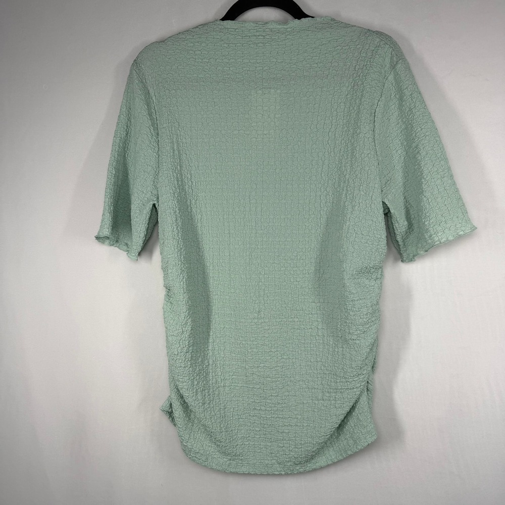 A New Day Womens Top Light Green Textured Mock Neck Short Sleeve XL New - Picture 2 of 8